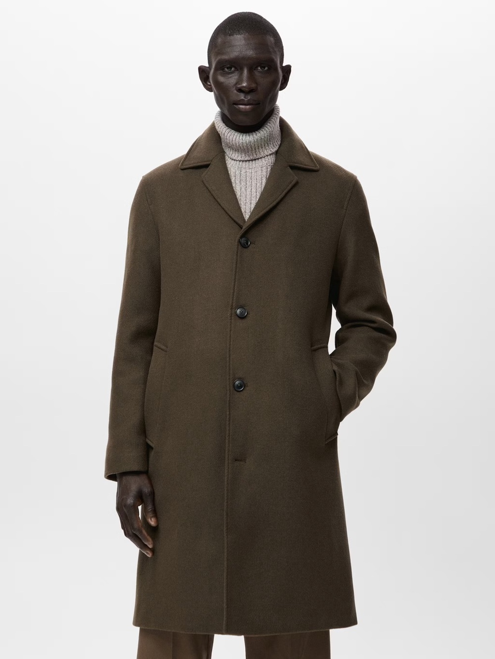 H&M Men’s Brown Wool Trench Coat XL